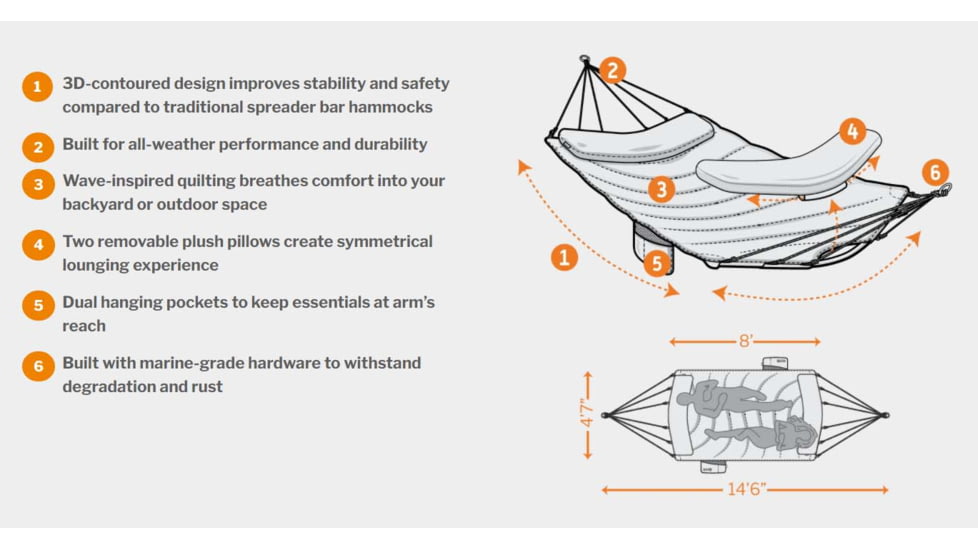 Eno SuperNest Hammock, Heather Grey, SUP089