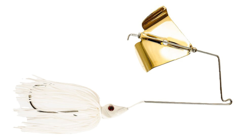 Epic Baits Buzz Bait Burner, Gold Blade, Ghost White, 3/8 oz, BBBNR38WHTBLAGB027