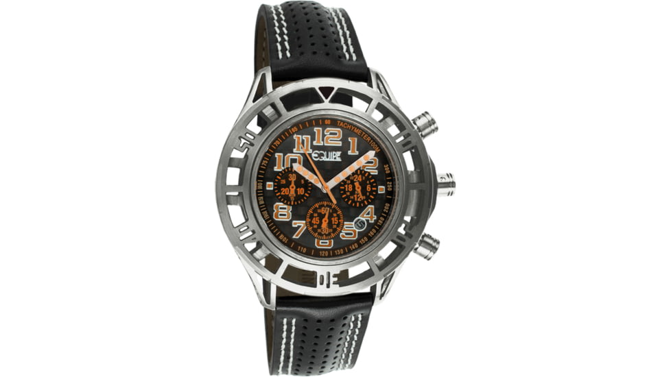 Equipe E802 Chassis Mens Watch - Black Strap, Silver Case, Rosegold/Black Dial