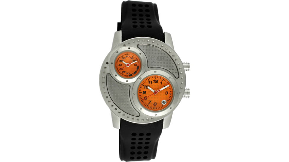 Equipe Q101 Octane Mens Watch - Black Strap, Silver Case, Orange Dials