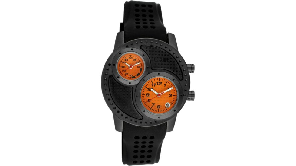 Equipe Q102 Octane Mens Watch - Black Strap, Black Case, Organge Dials