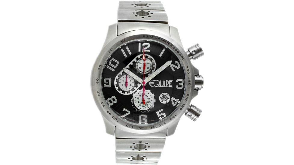 Equipe Q503 Hemi Mens Watch - Silver Case, Black Dial, Silver Bracelet