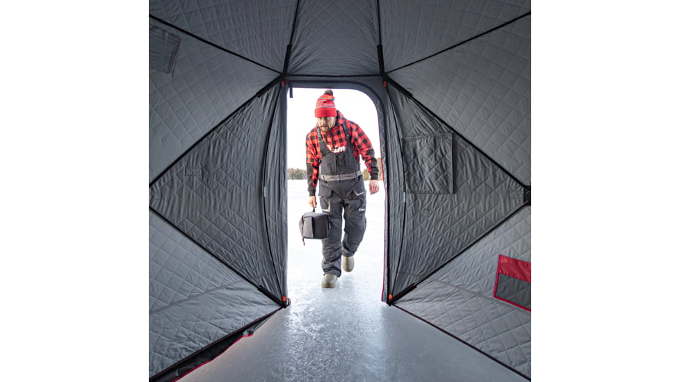 Eskimo 3HD, Pop-Up Portable Shelter, No-Trip Door, Red/Black, 3-Person, 46075