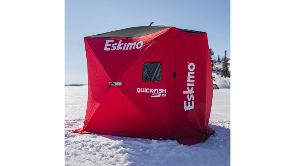 Eskimo 3HD, Pop-Up Portable Shelter, No-Trip Door, Red/Black, 3-Person, 46075