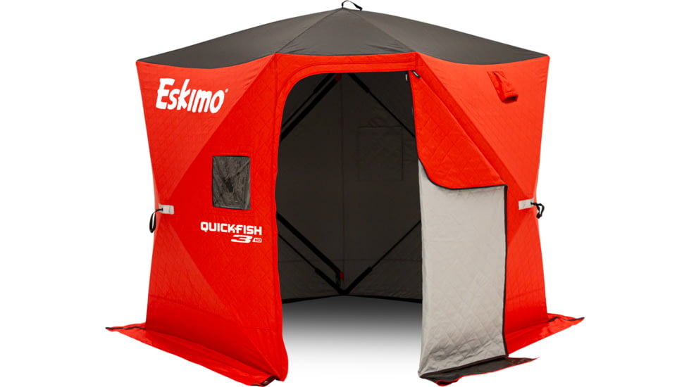 Eskimo 3HD, Pop-Up Portable Shelter, No-Trip Door, Red/Black, 3-Person, 46075