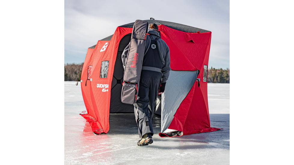 Eskimo 6HD, Pop-Up Portable Shelter, No-Trip Door, Red/Black, 6-Person, 46076