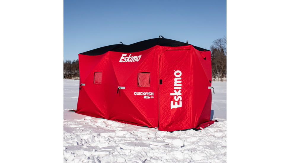 Eskimo 6HD, Pop-Up Portable Shelter, No-Trip Door, Red/Black, 6-Person, 46076
