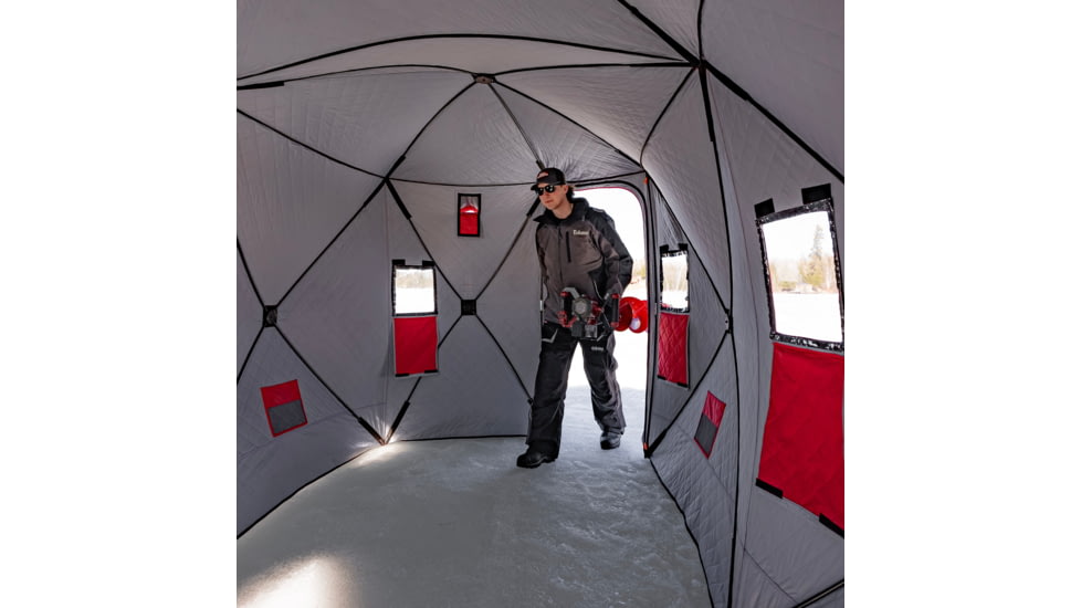 Eskimo 6HD, Pop-Up Portable Shelter, No-Trip Door, Red/Black, 6-Person, 46076