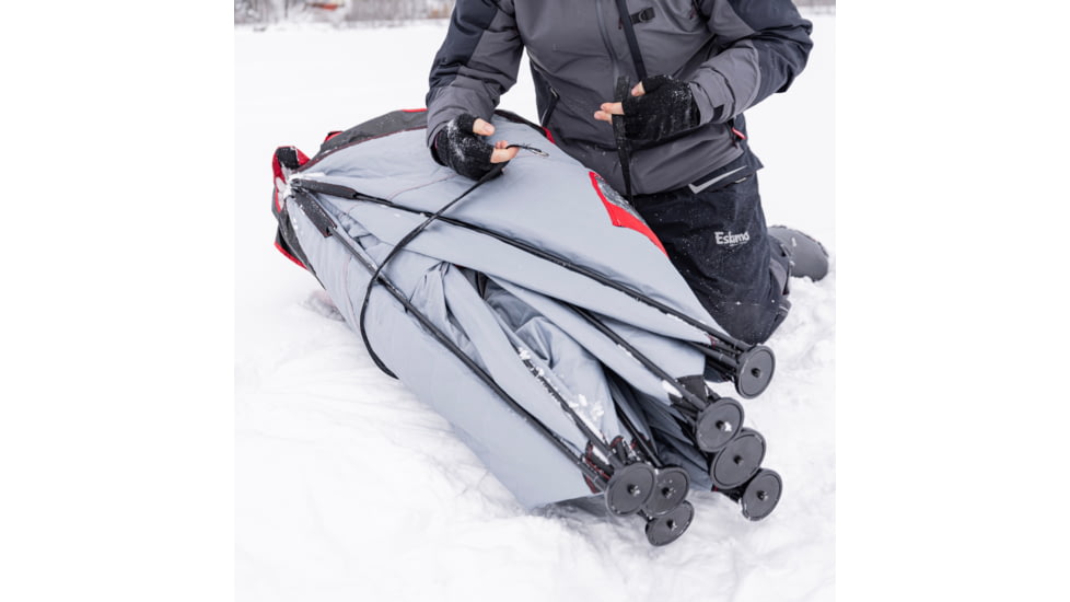 Eskimo 6HD, Pop-Up Portable Shelter, No-Trip Door, Red/Black, 6-Person, 46076