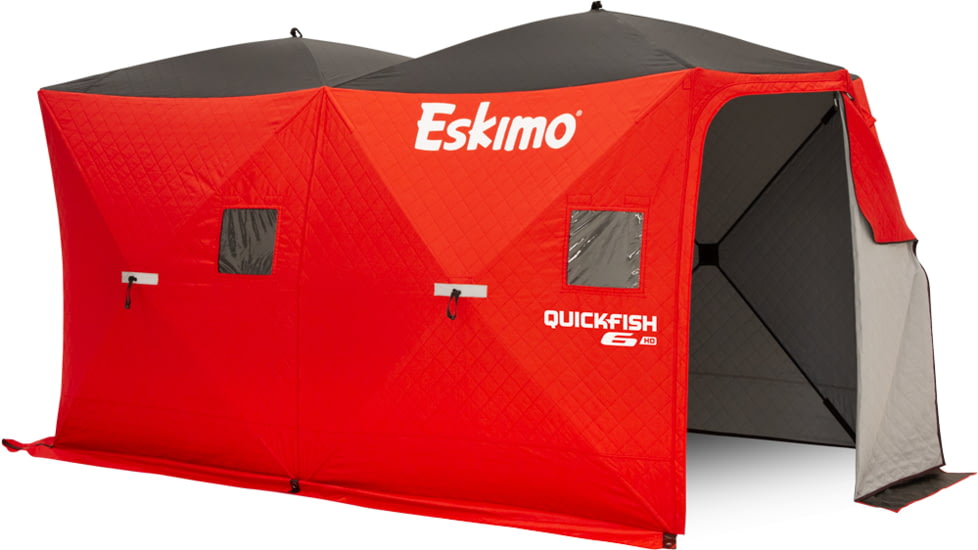 Eskimo 6HD, Pop-Up Portable Shelter, No-Trip Door, Red/Black, 6-Person, 46076
