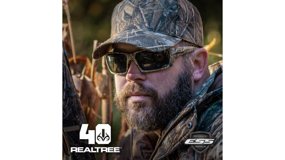 ESS 40Th Anniversary Rollbar Realtree Max-7 Sunglasses, Realtree Camo Frame / Mirrored Brass / Smoke Gray , Medium/Large, EE9018-26