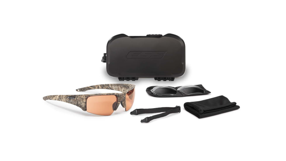 ESS Crowbar RealTree MAX7 Sunglasses, Camo Frame, Gray/Clear/Mirrored Copper Lenses, EE9019-19
