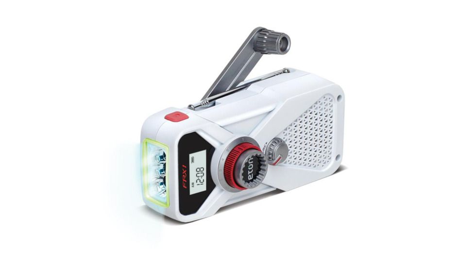 Eton FRX1 Hand Turbine AM/FM/NOAA Digital Weather Radio w/LED Flashlight, ARC White FRX1D
