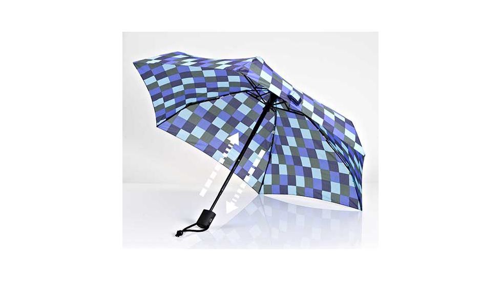 EuroSCHIRM Dainty Automatic Umbrella, Blue Squares, Blue Squares, 2 Year MFG Warranty, ESC-06809