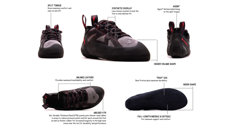 Evolv Nighthawk Men's Climbing Shoe, Gray/Black, 7 US, EVL0334-070