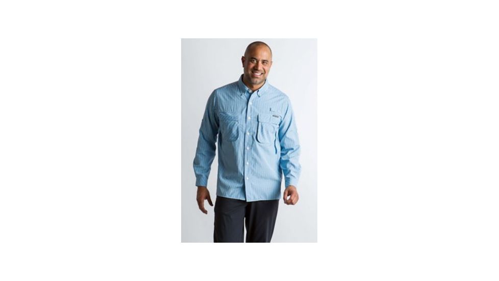 ExOfficio Air Strip Check Plaid Long Sleeve Shirt Men's, Lt Lapis, 3XL 10013159-5224_3XL