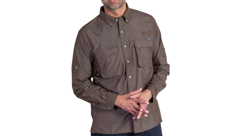ExOfficio Air Strip Long Sleeve Shirt - Men's, Cinder, Large, 10012035-8503-L