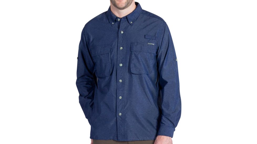 ExOfficio Air Strip Long Sleeve Shirt - Men's, Navy, Small, 10012035-5600-S