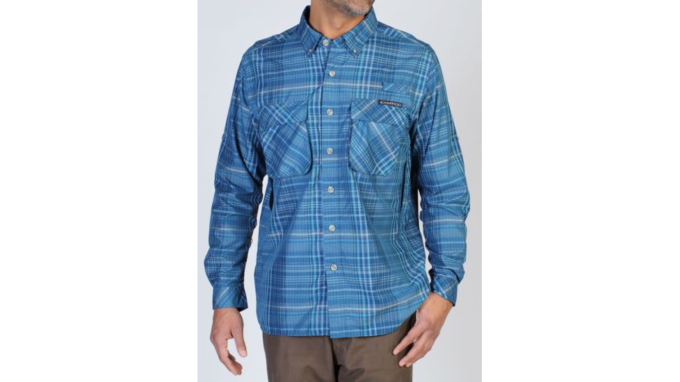 Air Strip Macro Plaid Long Sleeve Shirt - Mens -Galaxy-Small