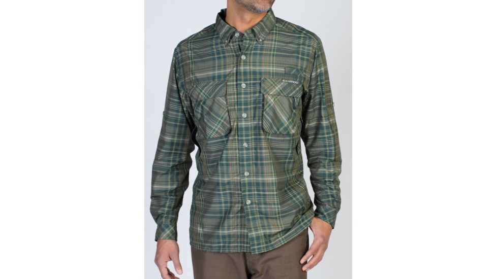 ExOfficio Air Strip Macro Plaid Long Sleeve Shirt - Men's -Ponderosa-Large