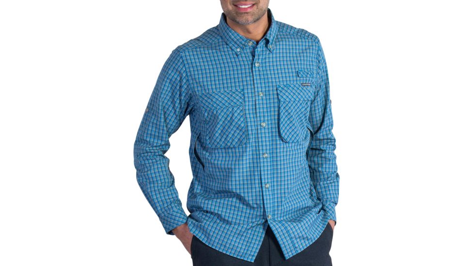 ExOfficio Air Strip Micro Plaid Long Sleeve Shirt - Men's-Atlantic-Large