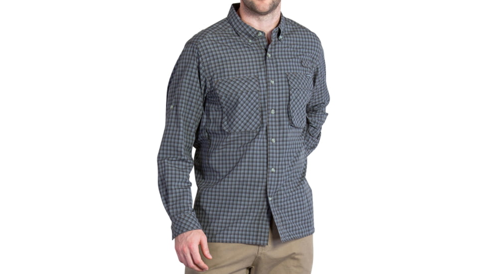 ExOfficio Air Strip Micro Plaid Long Sleeve Shirt - Men's-Cinder-Large