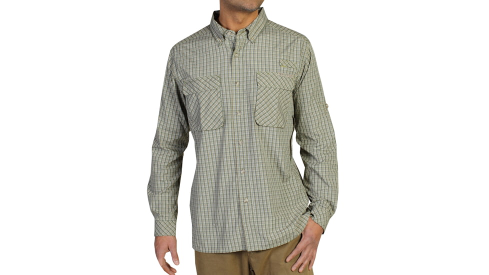 ExOfficio Air Strip Micro Plaid Long Sleeve Shirt - Men's-Field Green-Small