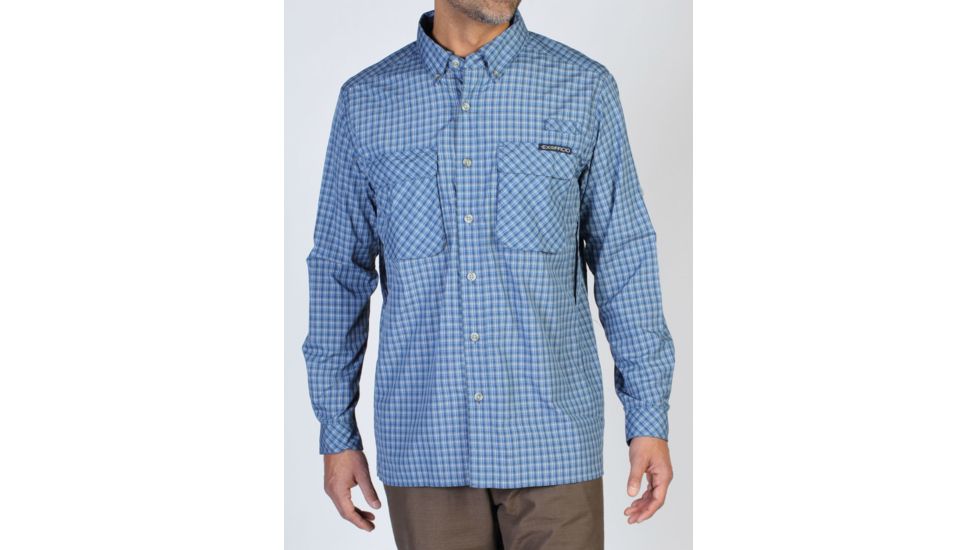 Air Strip Micro Plaid Long Sleeve Shirt - Mens-Galaxy-Small