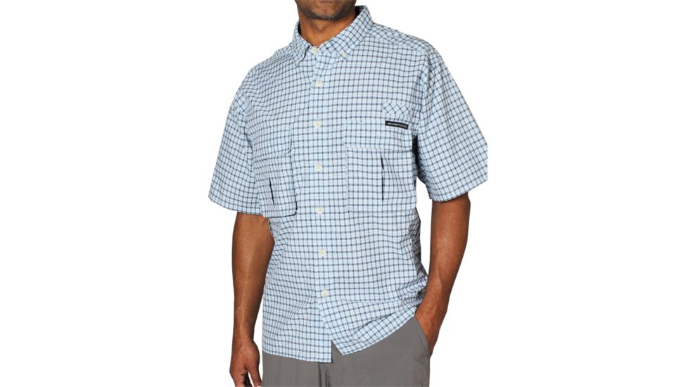 Air Strip Micro Plaid Short Sleeve Shirt - Mens -Cayman-Small