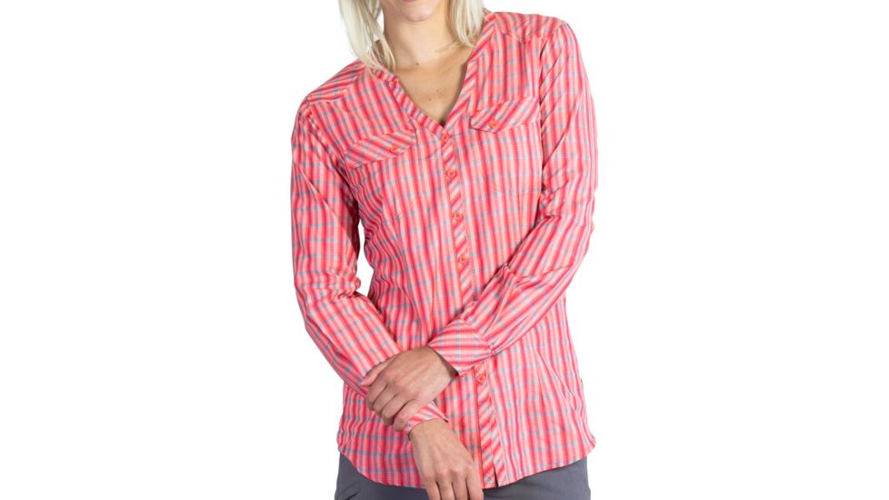 ExOfficio Airhart Long Sleeve Shirt - Women's -Hot Coral-Small