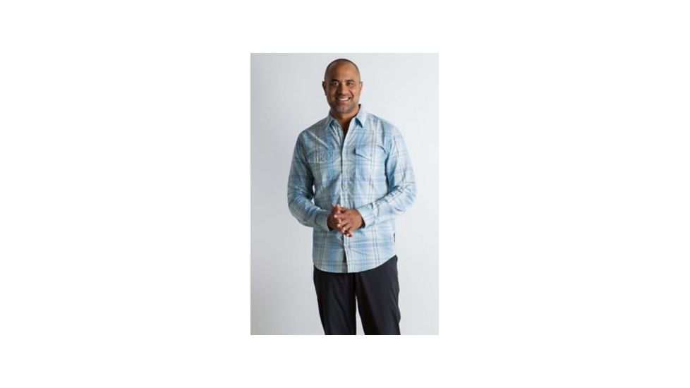 ExOfficio BA Sol Cool Plaid Long Sleeve Shirt Men's, Silverlake, 2XL 11012923-5280_2XL