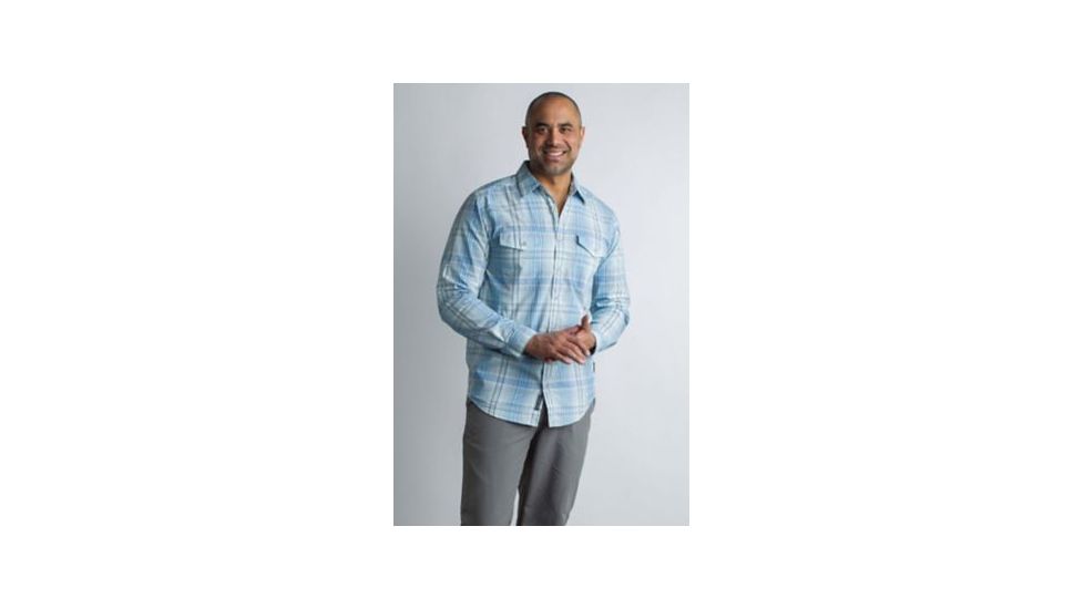 ExOfficio BA Sol Cool Plaid Long Sleeve Shirt Men's, Silverlake, 2XL 11012923-5280_2XL