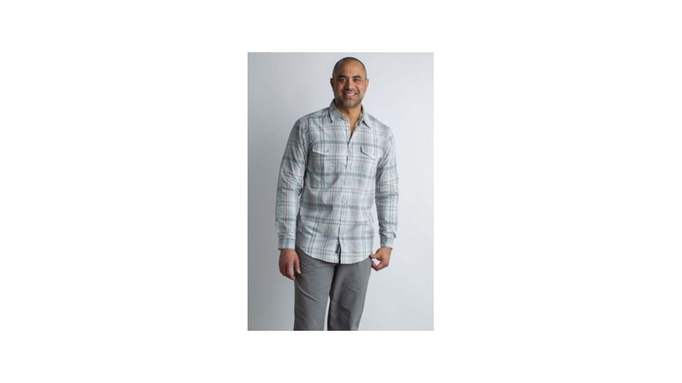 ExOfficio BA Sol Cool Plaid Long Sleeve Shirt Men's, Corsair, 2XL 11012923-5635_2XL