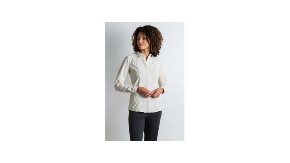 ExOfficio BA Zeta Stripe Long Sleeve Shirt Women's, Lt Khaki, L 21013076-8020_L