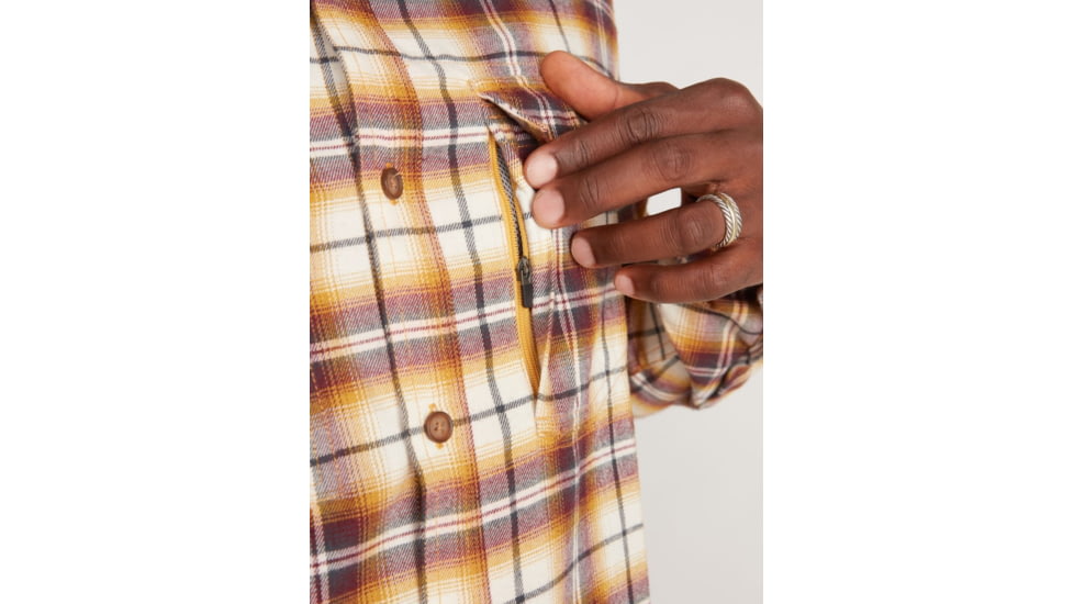 ExOfficio BugsAway Redding Midweight Flannel Long Sleeve - Mens, Gold Flame, Small, 1101-3352-2304-S