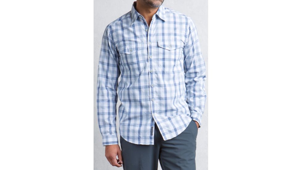ExOfficio BugsAway Sol Cool Plaid Long Sleeve Shirt - Men's-Blue Lake-Small