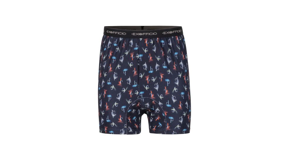ExOfficio Demo, GNG Printed Boxer - Men's, Navy Fish and Hook, Medium, 1245-2240-NavyFishHK-M-DM