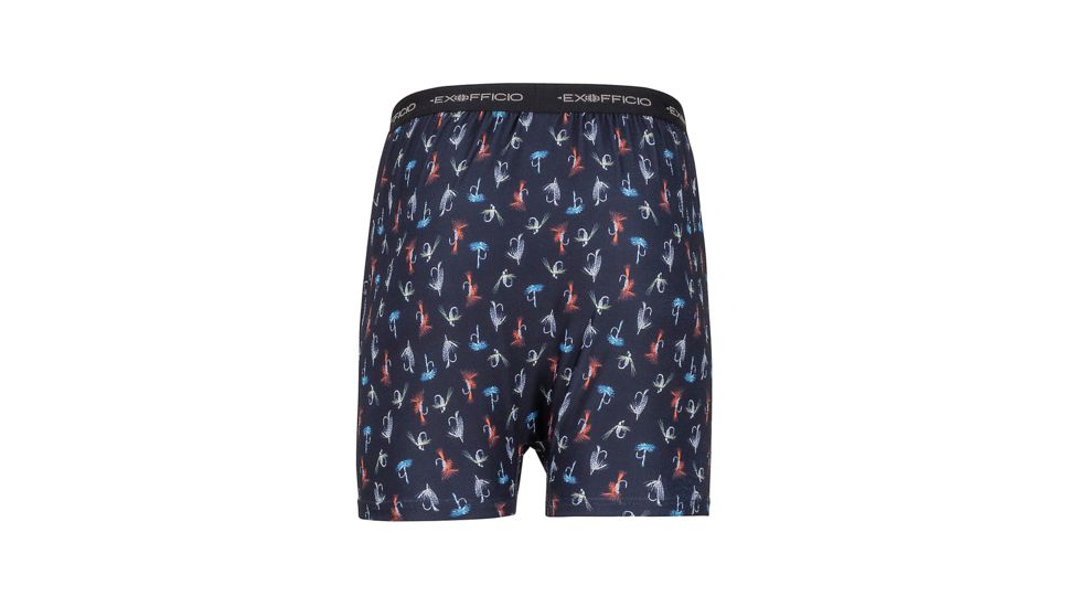 ExOfficio Demo, GNG Printed Boxer - Men's, Navy Fish and Hook, Medium, 1245-2240-NavyFishHK-M-DM