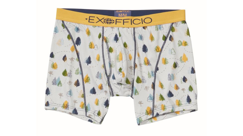 ExOfficio Demo, GNG Sprt Msh Printed 6in Boxer Brief - Men's, Happy Tree, Medium, 1245-3044-HTRE-M-DM