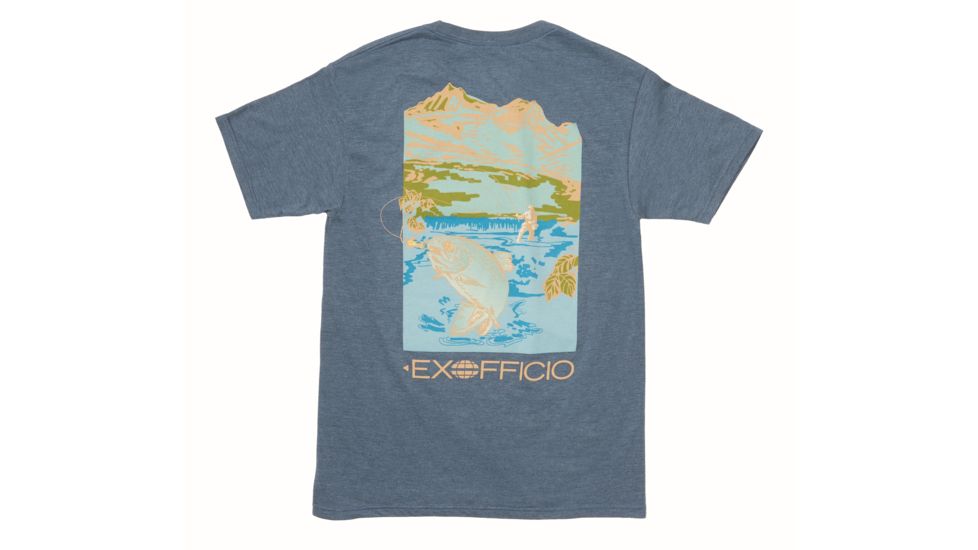 ExOfficio Demo, Reel em Tee Short Sleeve Shirt - Men's, Navy Heather, Medium, 1012-3248-NAVYHTHR-M-DM