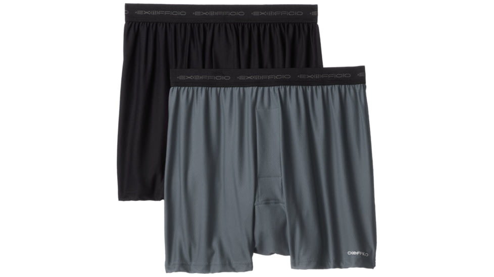 ExOfficio Give-N-Go Boxer 2 Pack - Men's -Black/Charcoal-Small