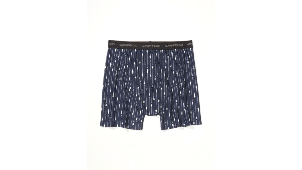 ExOfficio Give-N-Go Printed Boxer Brief, Navy Fish &amp; Hook, Extra Large, 12452345-7022-XL
