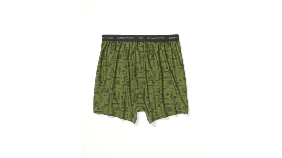 ExOfficio Give-N-Go Printed Boxer - Mens, Alpine Green Fly Fishing, Medium, 12452346-6015-M
