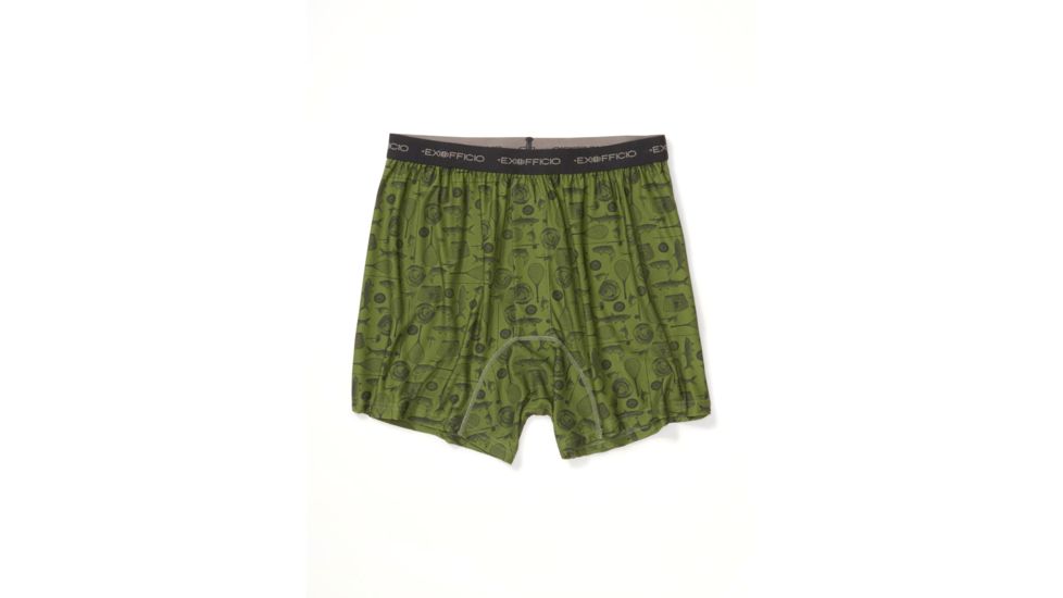 ExOfficio Give-N-Go Printed Boxer - Mens, Alpine Green Fly Fishing, Medium, 12452346-6015-M