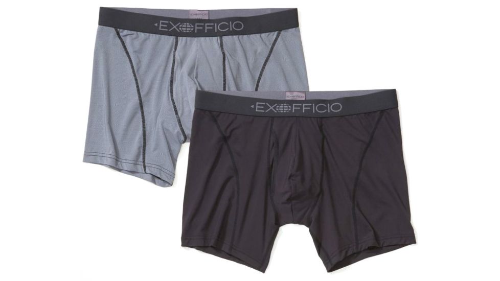 ExOfficio Give-N-Go Sport 2.0 Boxer Brief 6 2Pk - Mens, Black/Steel Onyx, Medium, 1241-3450-9628-M