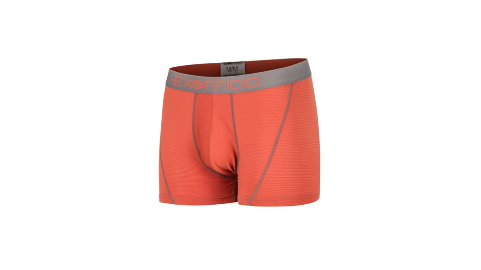 ExOfficio Give-N-Go Sport Mesh 3 Inch Boxer Brief, Retro Red/Slate, S, 12412458-3176-S