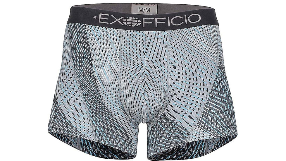 ExOfficio Give-N-Go Sport Mesh Print 3 Inch Boxer Brief Mens, Dk Pebble Diagonal, M, 12453041-7310-M