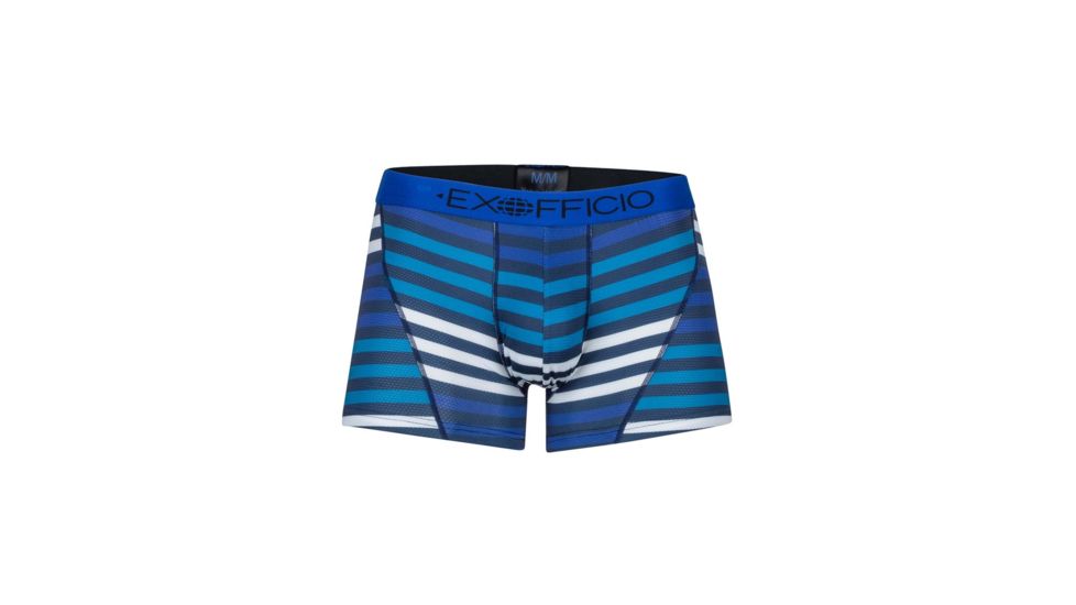 ExOfficio Give-N-Go Sport Mesh Print 3 Inch Boxer Brief Mens, Navy Large Stripe, XL, 12453041-7324-XL