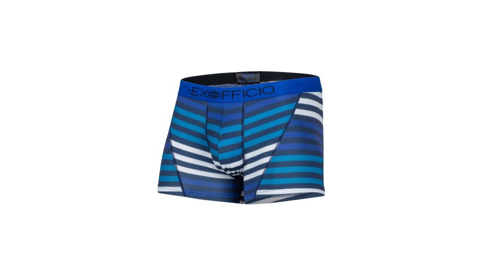 ExOfficio Give-N-Go Sport Mesh Print 3 Inch Boxer Brief Mens, Navy Large Stripe, XL, 12453041-7324-XL