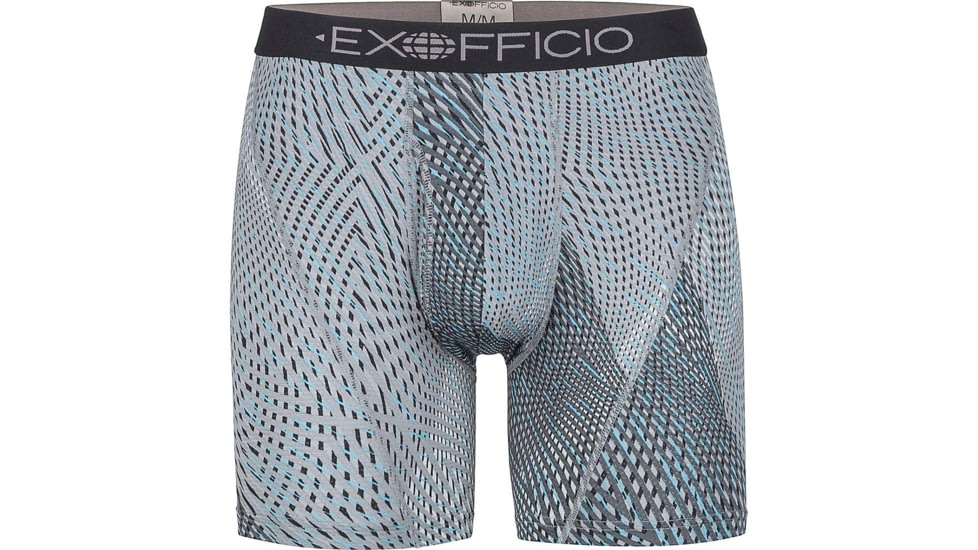 ExOfficio Give-N-Go Sport Mesh Print 6 Inch Boxer Brief Mens, Dk Pebble Diagonal, M, 12453043-7310-M